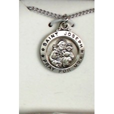 St Joseph Sterling Silver Medal with chain